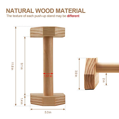 Wood Push-Up Bars - Non-Slip 30CM Parallettes for Home Workout - Pine Wood
