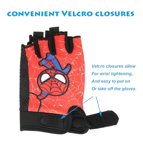 Kids Fingerless Cycling Gloves - Non-Slip Sports Grip - Pink, Medium 9-12 Y