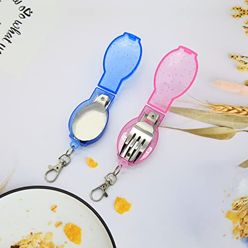 Portable Folding Fork and Spoon Set with Case - 2PCS Cutlery