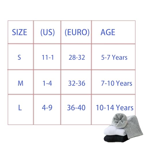 Boys Athletic Socks - Half Cushion Crew Cotton Socks for Kids, 7-10 Years - White, 4 Pack