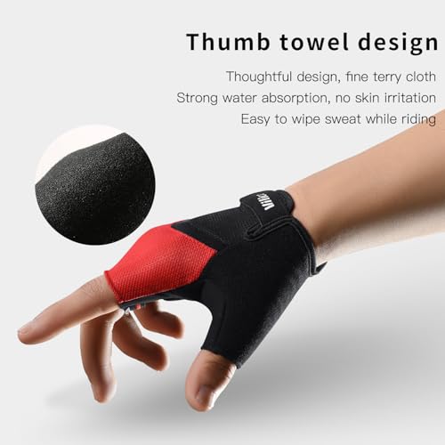 Fingerless Cycling Gloves with Gel Padding - White, Large
