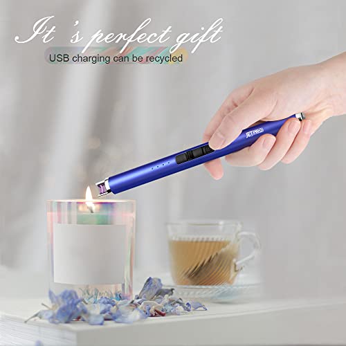USB Rechargeable Candle Lighter - Electronic Arc Lighter, Windproof, Dark Blue