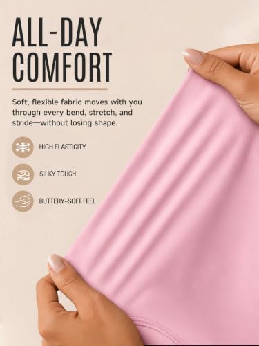 High Waisted Buttery Soft Yoga Pants - Light Tummy Control, No Pocket, Small-Medium - Light Pink