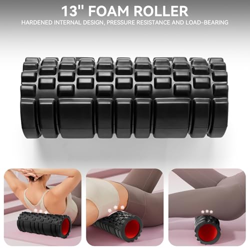 High Density Foam Roller for Deep Tissue Massage - 13" Muscle Roller for Myofascial Release, Fitness, Yoga & Pilates