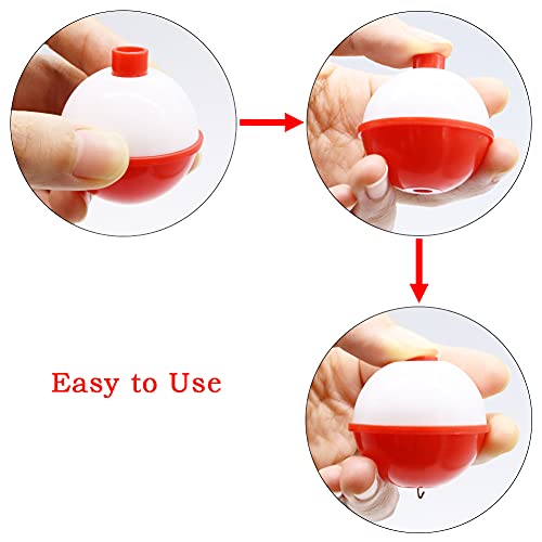 60 PCS Fishing Floats,Hard ABS Bobber Bulk,Push Button Round Buoy