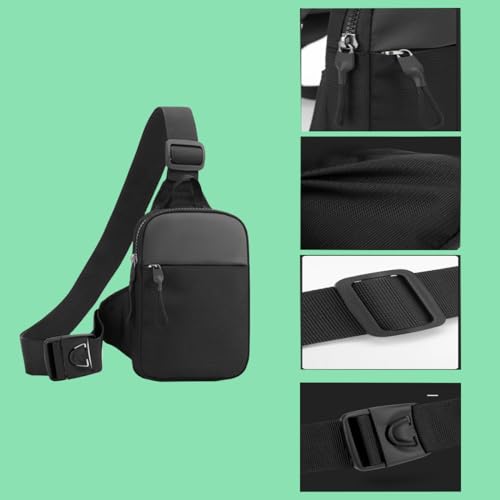 Water Resistant Crossbody Sling Bag with Dual Pockets - Black