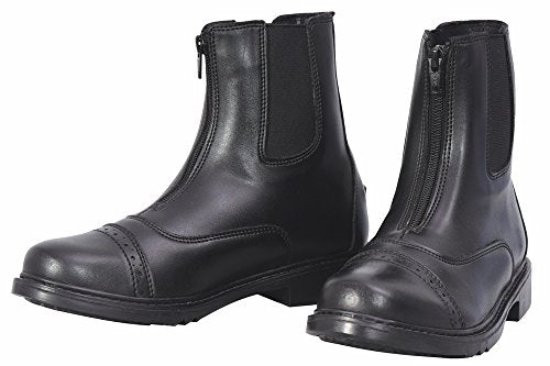 Ladies Front Zip Paddock Boots - Water-Resistant, Size 8.5 Black