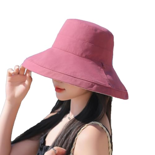 Reversible Bucket Hat for Women - UV Protection, Packable, One Size - Red