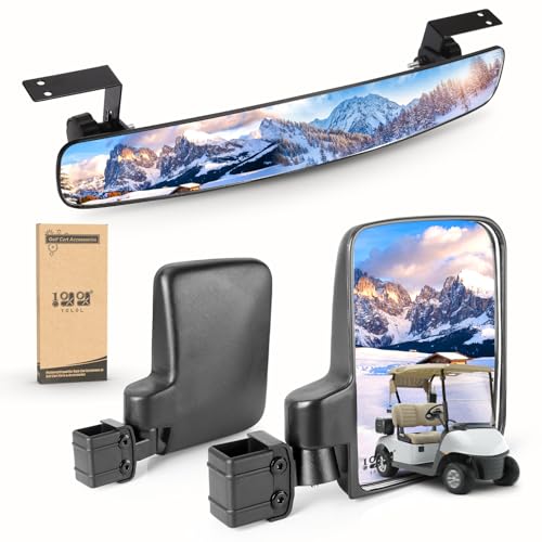 Golf Cart Mirrors Kit - HD Shatterproof Glass, 180° Adjustable