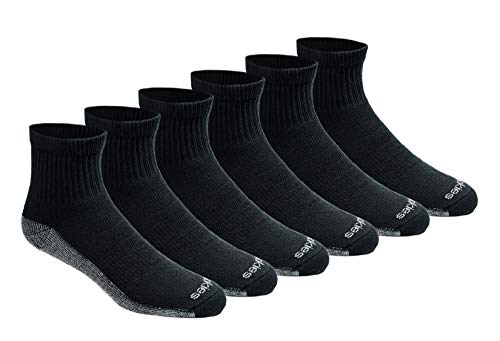 Moisture Control Quarter Socks - Large Black (6 Pairs)