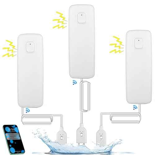 3PCS Wifi Water Leak Detector Kit, 80dB Water Sensor Alarm, Sump Pump Leakage Alarm, TUYA APP Free Remote Monitoring for Water Leakage, SMS and Phone Notification Can Be Enabled, AAA Battery Powered