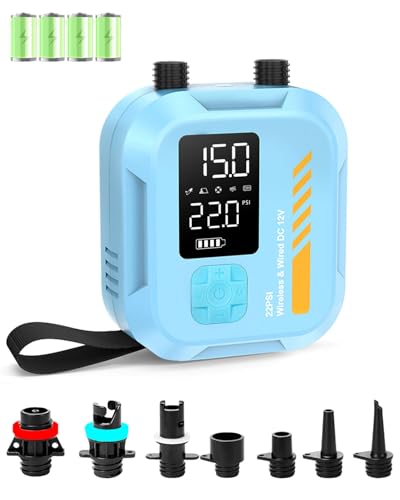 22 PSI Electric Paddle Board Pump - Rechargeable & Portable, Blue