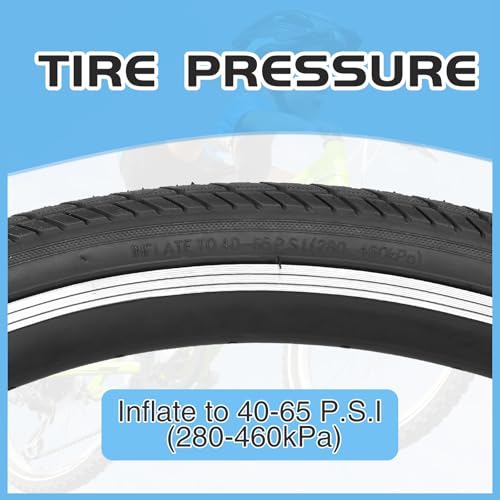 BALINGE 26x1.75 Bicycle Tire Replacement Kit with Tubes & Levers - 1/2 Pack, Black/White Wall, Model 26x1.75 / BK-2