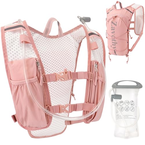 Pink Zavothy Hydration Vest Pack with 1.5L Water Bladder, Lightweight 6L Running & Cycling Backpack
