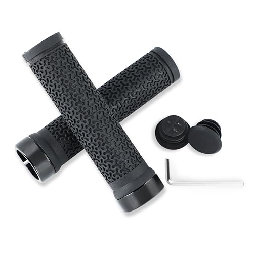 Ergonomic Bike Handlebar Grips - 131mm Rubber - Black