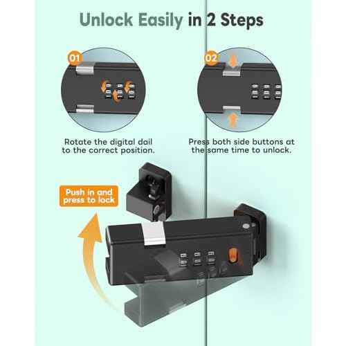 180 Degree Barn Door Combination Lock, 3 Digit Password Keyless Home Security Lock for Kitchen Cabinet, Drawer, Locker, Sliding Closet Doors - Sturdy and Practical Gate Latch (1, Black)