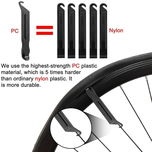 Bicycle Tire Levers - Ultra Strong PC Plastic Tool Set of 4 - Black