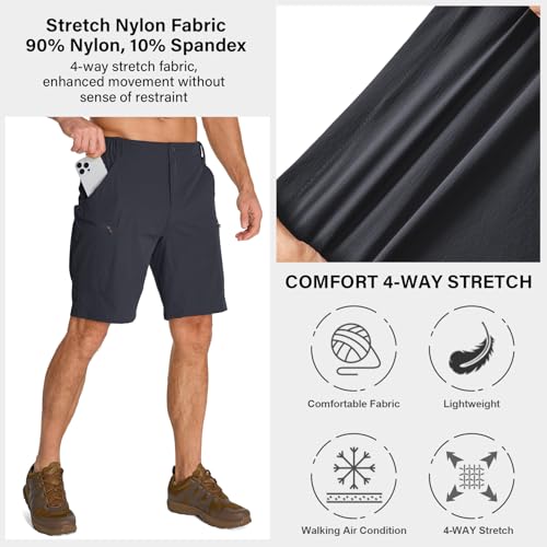 Men's Cargo Shorts with Expandable Waist Waterproof Quick Dry Hiking & Fishing Pants