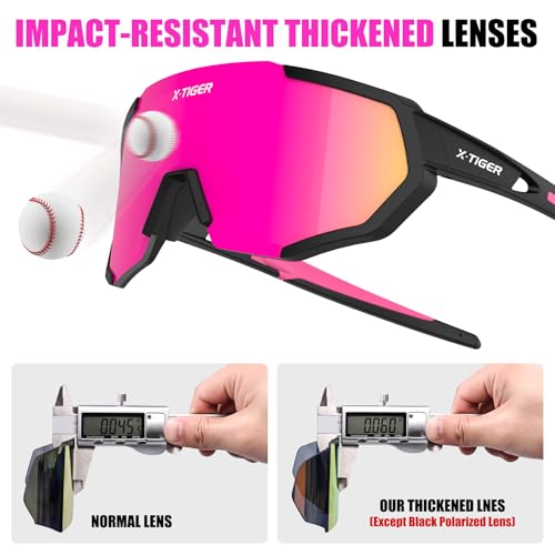 Polarized Sports Sunglasses with 5 Interchangeable Lenses - Blackpink-3lens