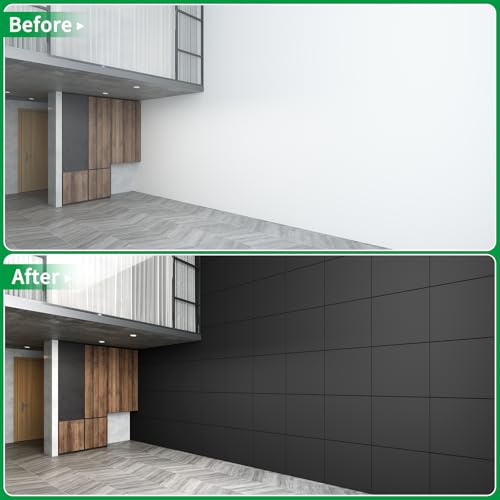 Art3d 24"x24" Smooth Drop Ceiling Tiles (48 Sq.Ft), 12-Pack 2ft x 2ft PVC Tiles for Home and Office, Waterproof and Reusable Plastic Ceiling, Black