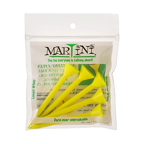 Durable 3-1/4" Plastic Golf Tees - 5-Pack, Yellow