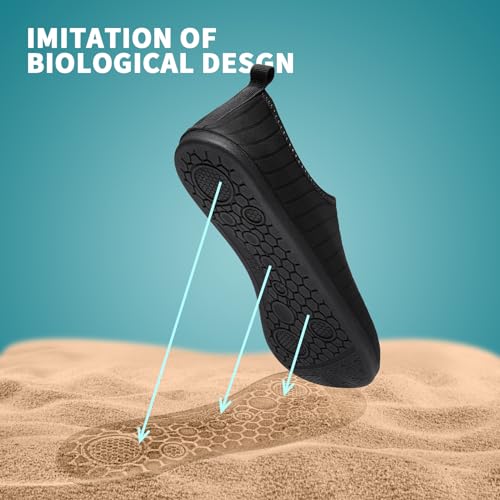 Water Shoes Aqua Socks for Men & Women - Sizes 5-6 Women/4-5 Men, Black