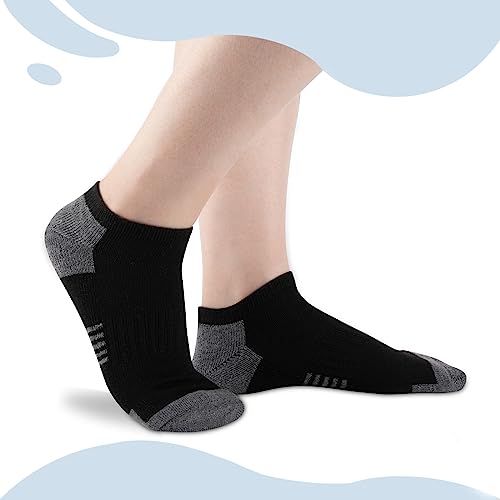 Boys Low Cut Ankle Socks - 10 Pairs, Cushioned Sole, 7-10 Years / Black
