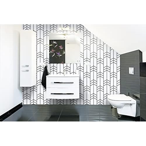 Black and White Wallpaper Peel and Stick Wallpaper Modern Geometric Removable Wall Paper Stripe Contact Paper for Cabinets Shelf Liner Bathroom Vinyl Roll Self Adhesive 17.7"x118" Renter Friendly