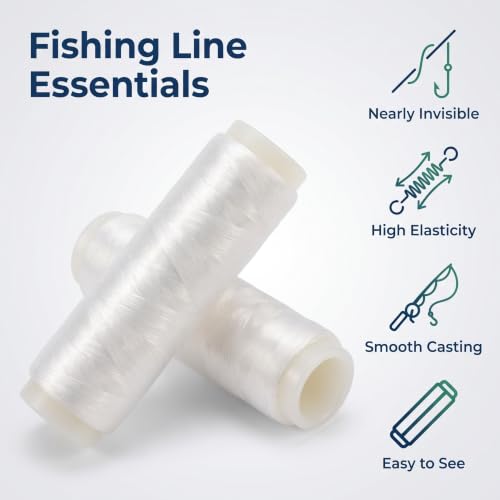Elastic Fishing Bait Thread - 2 Spools Clear Stretchy Nylon Line 656ft