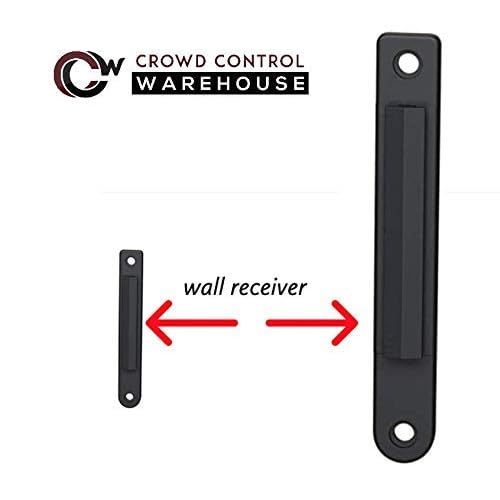 Crowd Control Warehouse - CCW Series WMB-125 Fixed Wall Mount Retractable Belt Barrier - 11 Foot, Black and Yellow Diagonal Stripes Belt with Black Steel Case