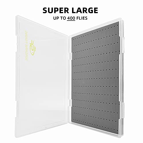 Clear Fly Fishing Box - Extra Large Capacity, 400 Slots, Tube Foam - 1 Pack Size A4