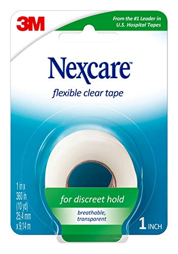Flexible Clear Medical Tape - Water-Resistant First Aid Tape, 1 in x 10 yd