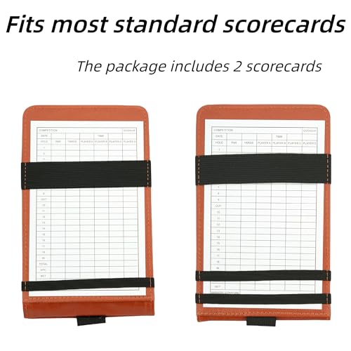 Golf Scorecard Holder - PU Leather Yardage Book Cover, Brown