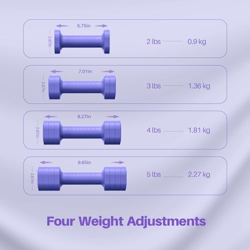 Adjustable Dumbbell Set for Women - 4 in 1 Free Weights - Purple