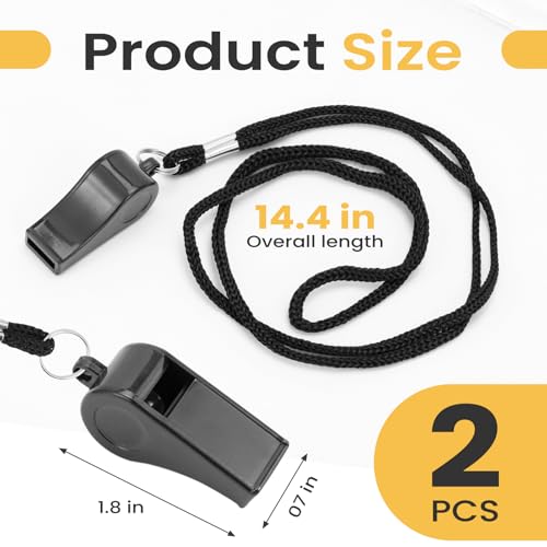 Loud Plastic Sports Whistles with Lanyards - 2 Pack