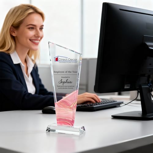 Custom Half Color Crystal Trophy Award - Personalized Employee Gifts