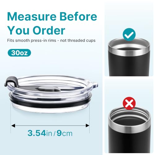 30oz Tumbler Lid - Compatible with YETI, Black, 1 Pack