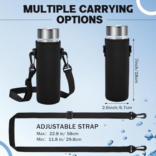 Neoprene Water Bottle Sleeve with Strap - 17oz Black