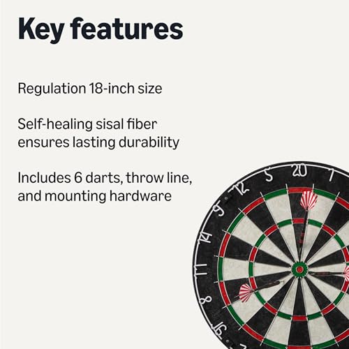 Regulation Size Dartboard Set with Steel Tip Darts - 18-Inch