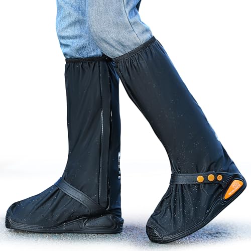 Waterproof Shoe Covers with Reflector - Black, X-Large