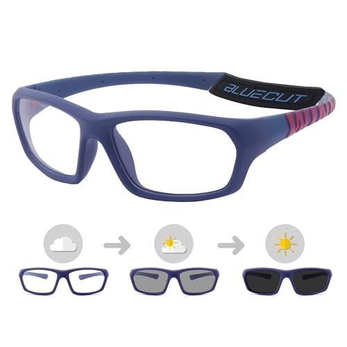 Blue Cut Navy Photochromic Sports Goggles for Basketball, Pickleball & Outdoor Sports