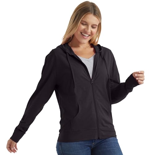 Lightweight Women's Full Zip Hoodie - Soft Cotton Zip Up Jacket