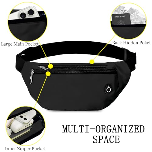 Water-Resistant Fanny Pack for Travel & Hiking - Black