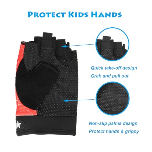 Kids Fingerless Cycling Gloves - Non-Slip Sports Grip - Pink, Medium 9-12 Y