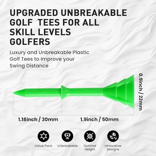 Durable Golf Tees - 3 1/4 Inch Plastic - 30 Pack Multicolor