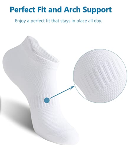 Low Cut Athletic Cotton Ankle Socks - 6 Pairs, White