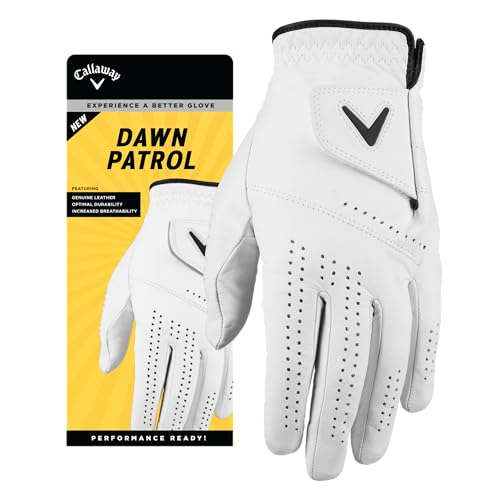 Golf Glove - Callaway Dawn Patrol - Genuine Leather - Left Hand - Large - White 2024