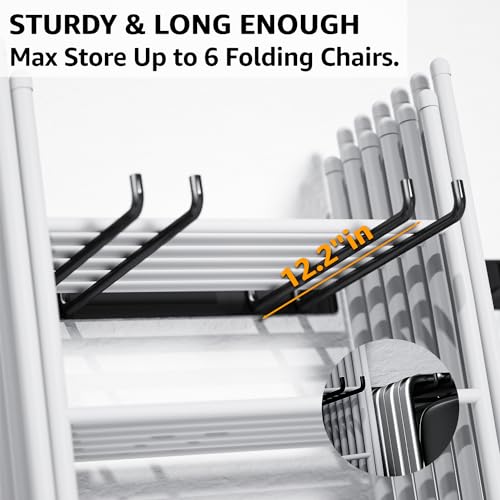 YYR Folding Chair Storage Rack, Garden Tool & Foldable Chairs Organizer Hangers for Garage Organization, Lawn, Beach, Camping, Yard Chairs Hooks Wall Mount, Soild Metal Max Load 240 LBS - 2 Pack