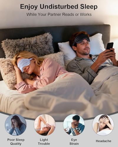 Silk Sleep Masks - 2 Pack Light Blocking Eye Masks - Black & Purple