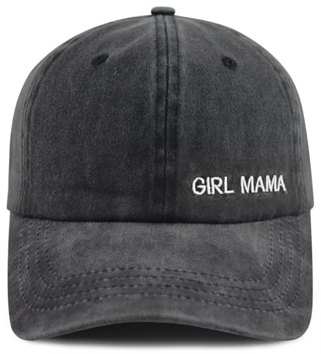 Embroidered Girl & Boy Mama Hat for Women - Mom Birthday Gift, Black